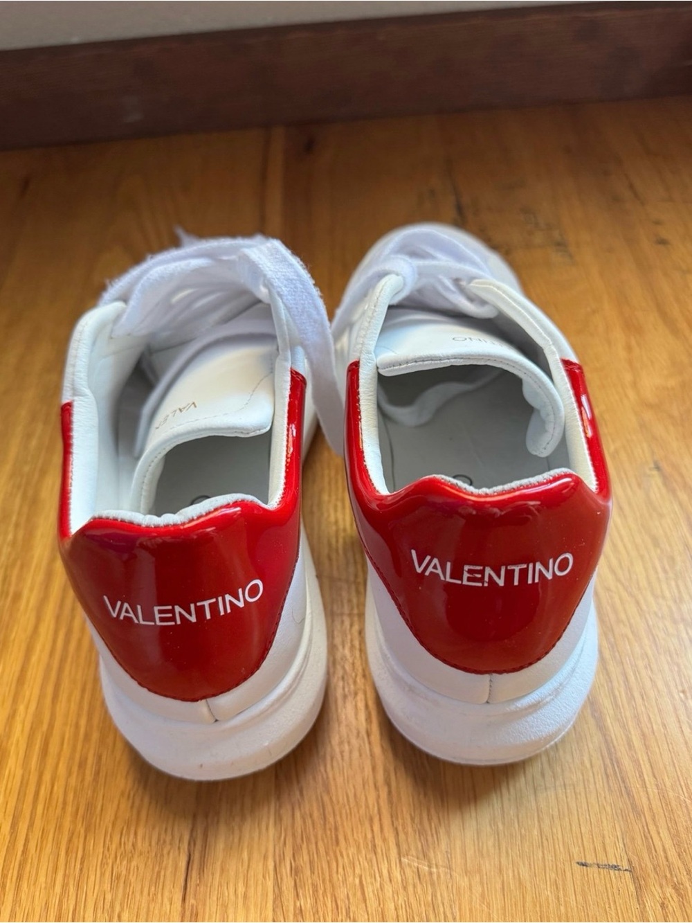 Valentino Kids White Sneakers with Red Heel Patch